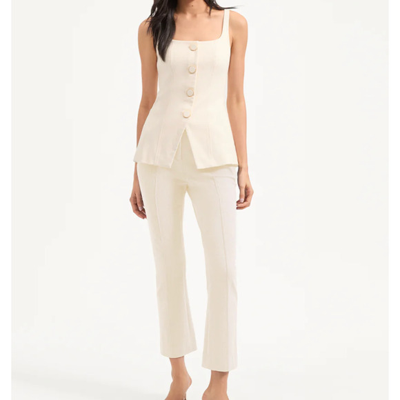 Veronica Beard Pants - Veronica Beard Kimra Straight-Leg Pant Ecru US 4